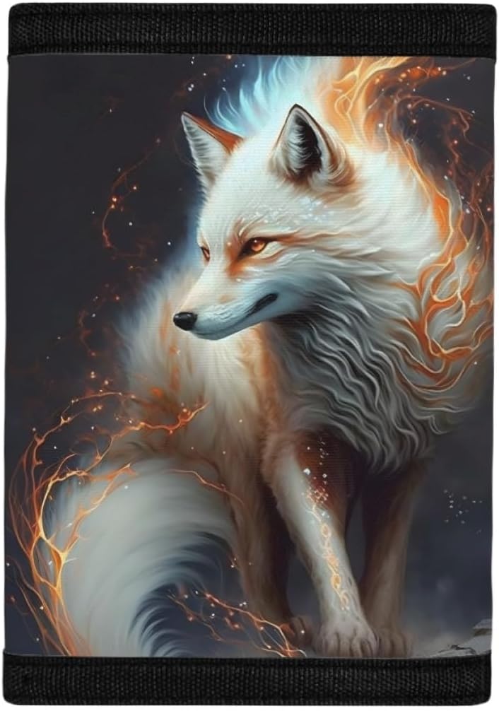 GLUDEAR Kids Boys Girls Wallet Trifold Youth Wallet Coin Pocket Card Holders Animal Wallets Money Organizer,Mystical White Fox - Image 1